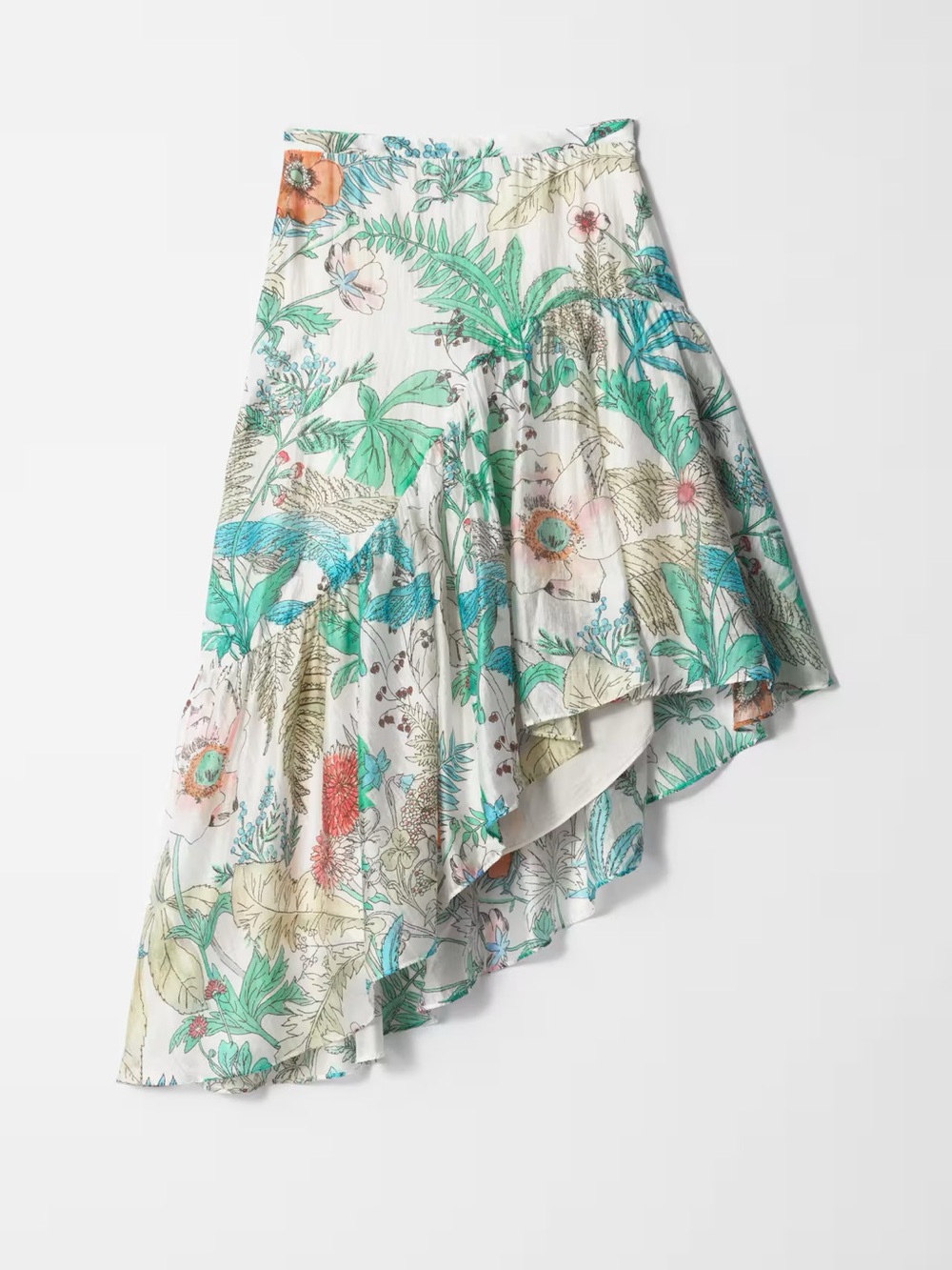 & Other Stories ASYMMETRIC RUFFLE MIDI SKIRT
